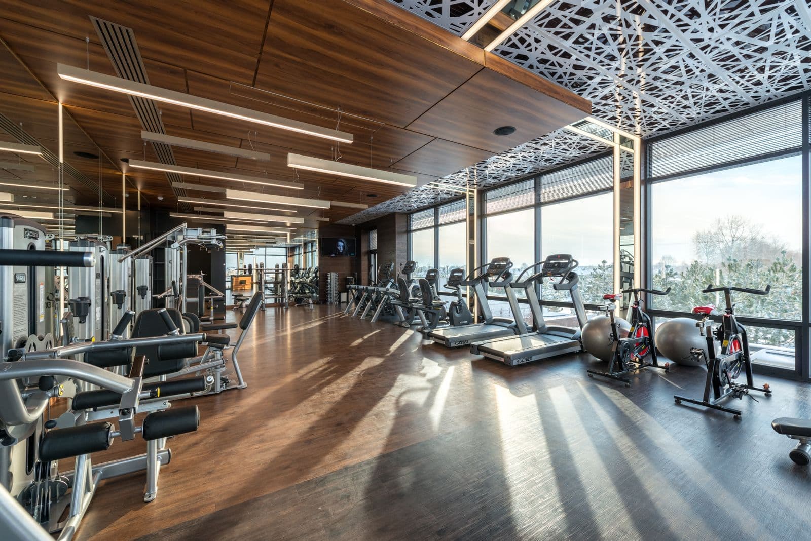 Modern gym floor prepared for the next training session